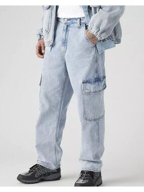New Levi's 38x32 Premium 568 Loose Straight Cargo Men's Jeans My Pockets Full
